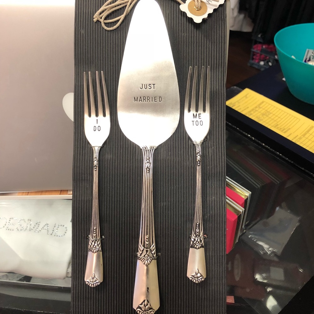 Wedding forks and cake server by Mud Pie